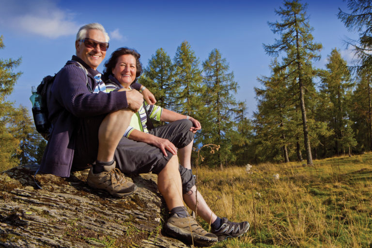 older-couple-outdoors-hiking couple hiking