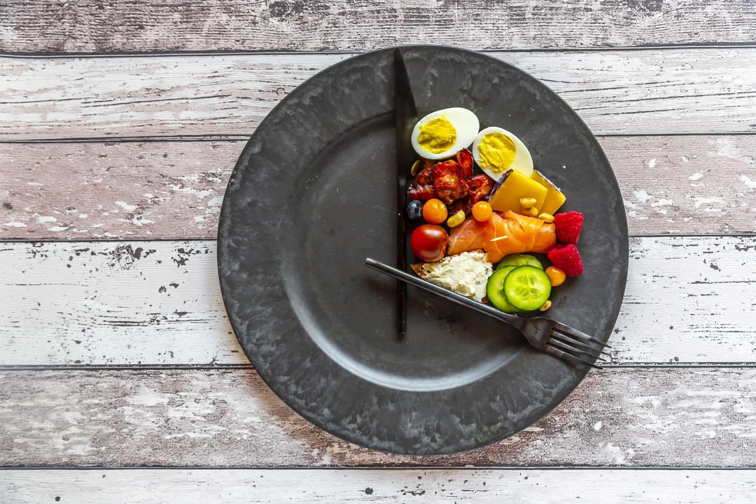 variety of food on round plate, intermittent fasting