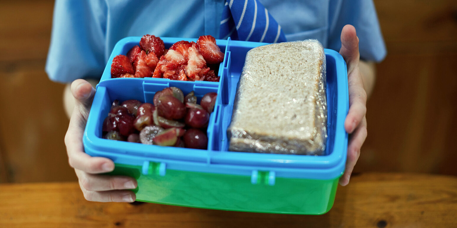 Family getting ready for school in the morning