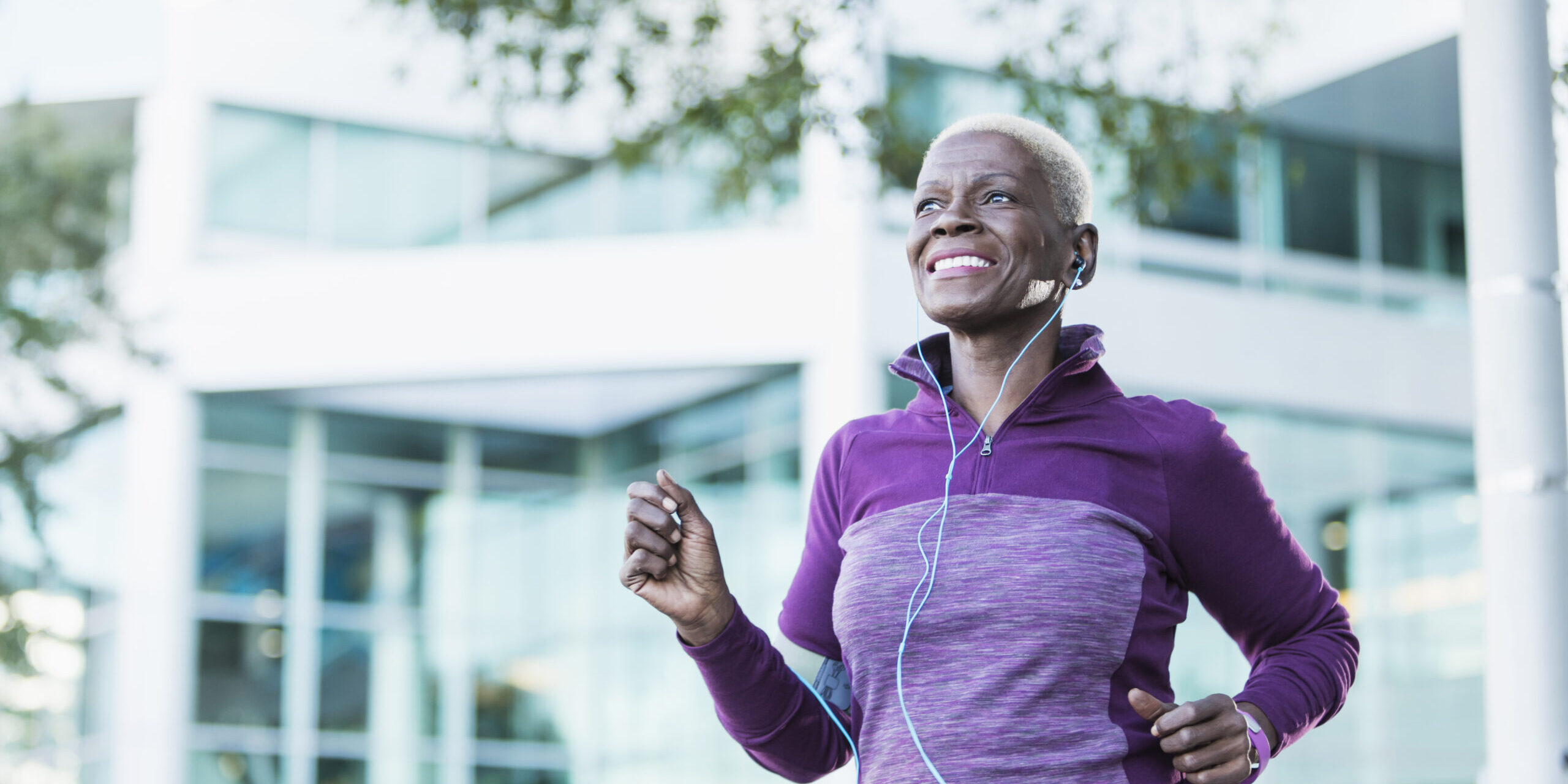 Senior African-American woman exercising outdoors