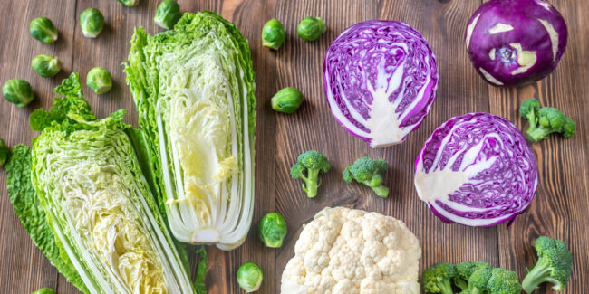 Assortment of different Cruciferous vegetables