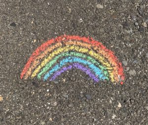 Sidewalk chalk rainbow drawing
