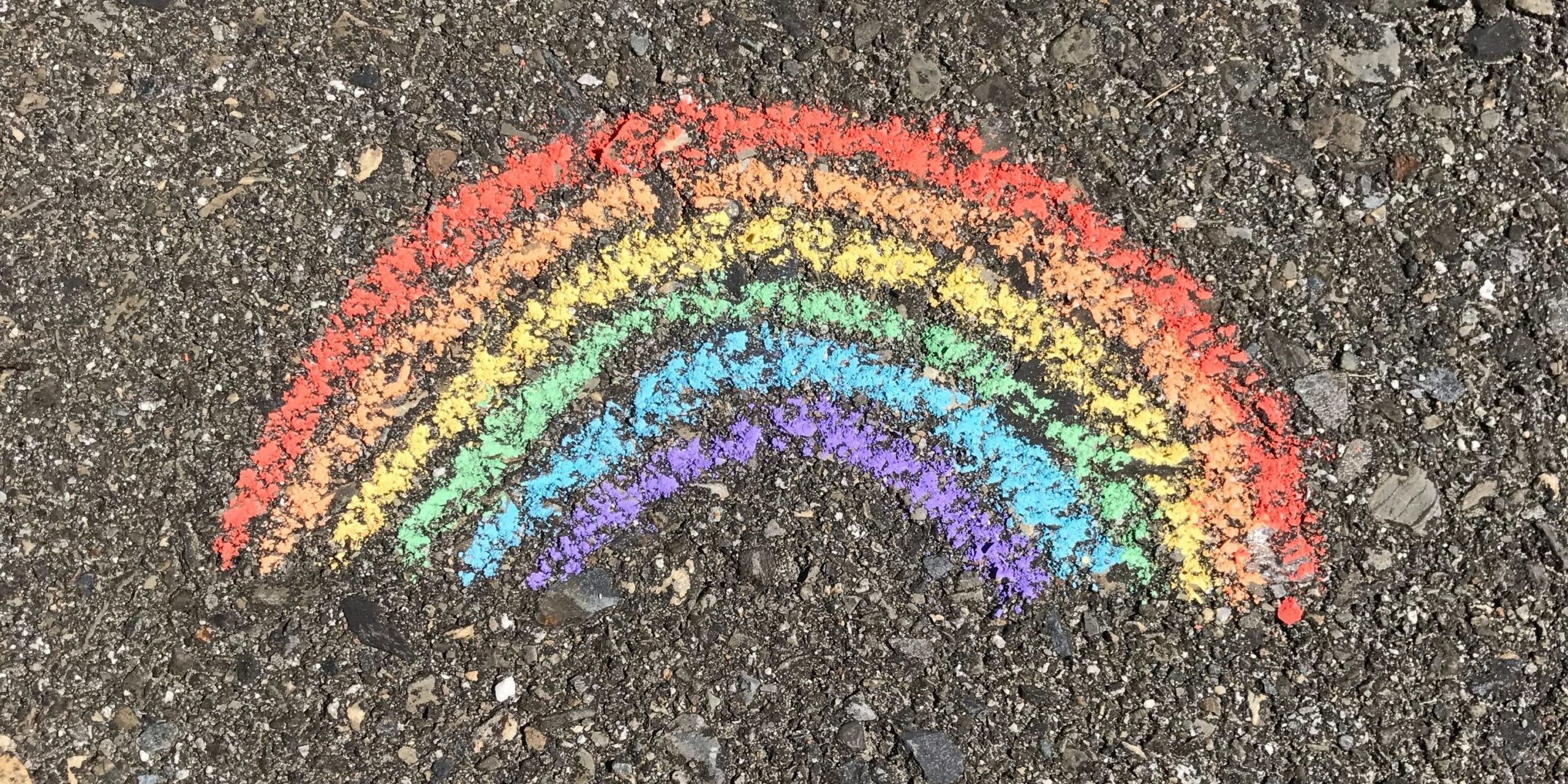 Sidewalk chalk rainbow drawing