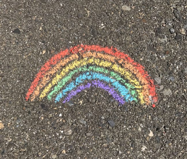 Rainbow drawing sidewalk chalk cropped Sidewalk chalk rainbow drawing
