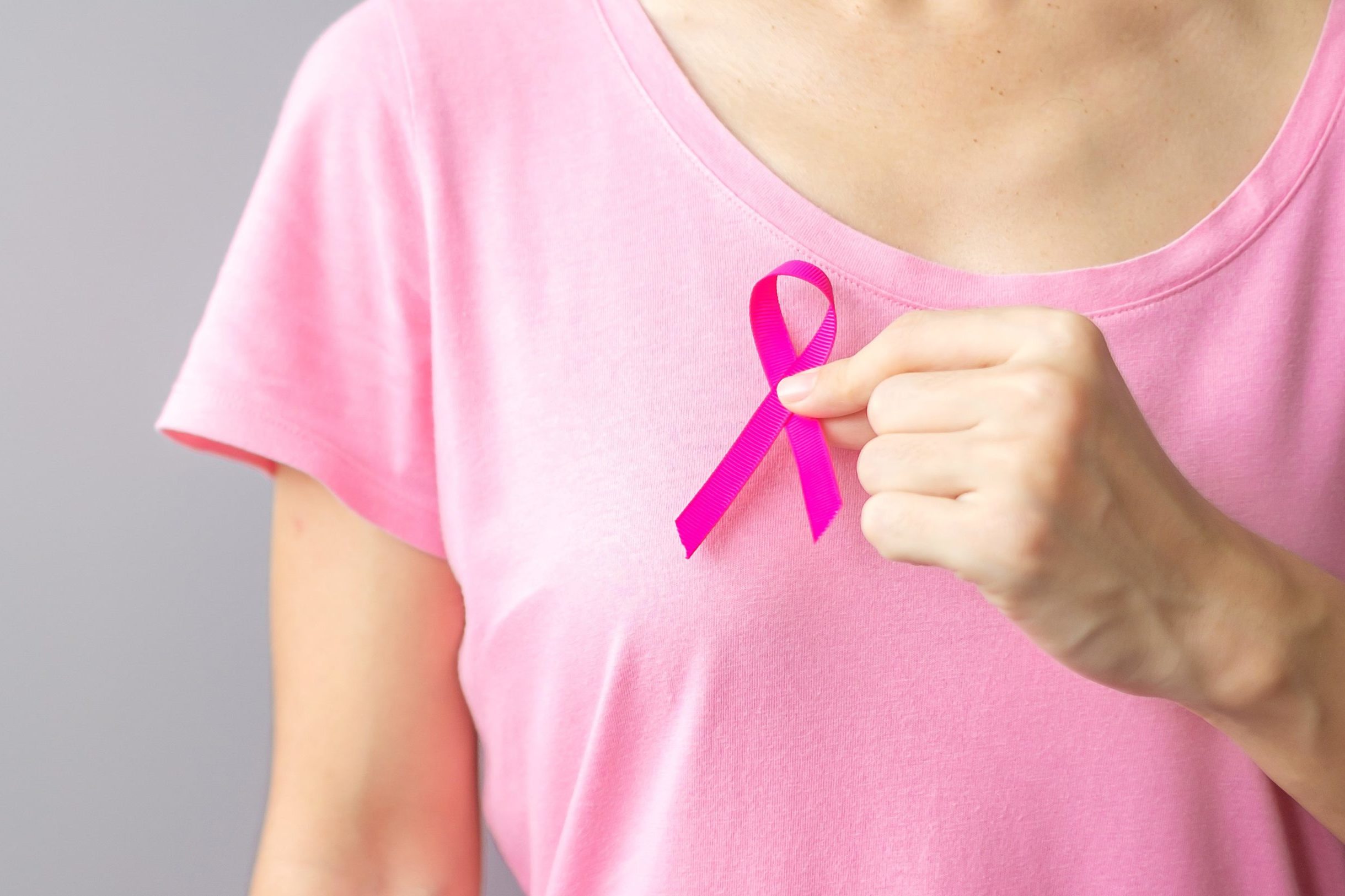 Pink breast cancer awareness ribbon