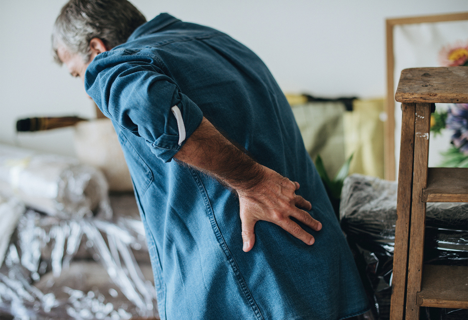 Senior man having back pain