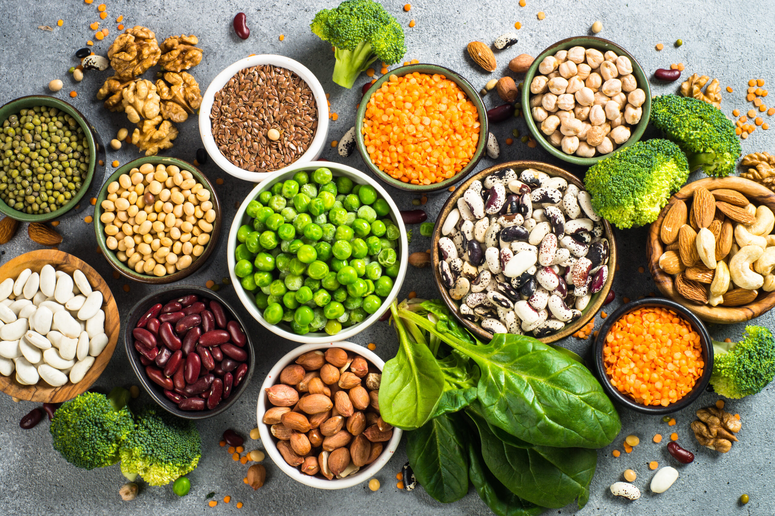 Vegan protein source top view.